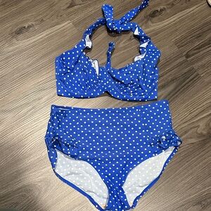 Pour Moi Blue Polka Dot Bikini Set